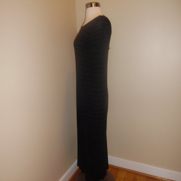 Theory Catriona Fisher Striped Black Navy Maxi T-shirt Casual Long Dress Medium - Picture 7 of 9
